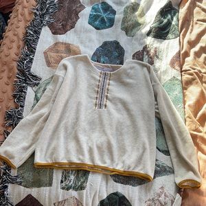 REI Cooperative Fleece Pullover w/mustard and purple accents